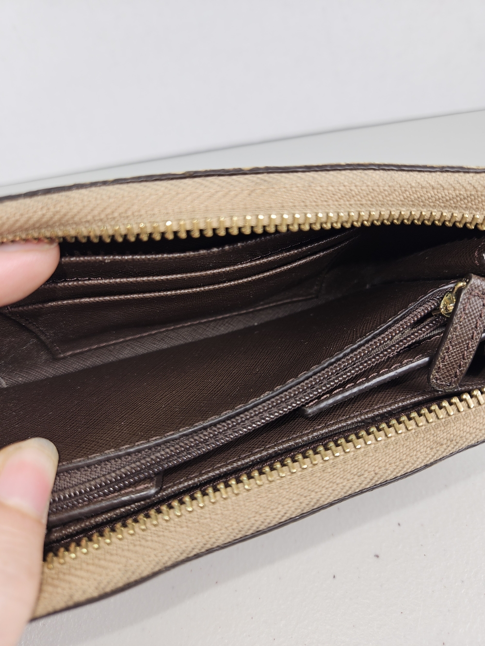 Michael Kors Leopard Zip Wallet in Tan and Black - Picture 13 of 15